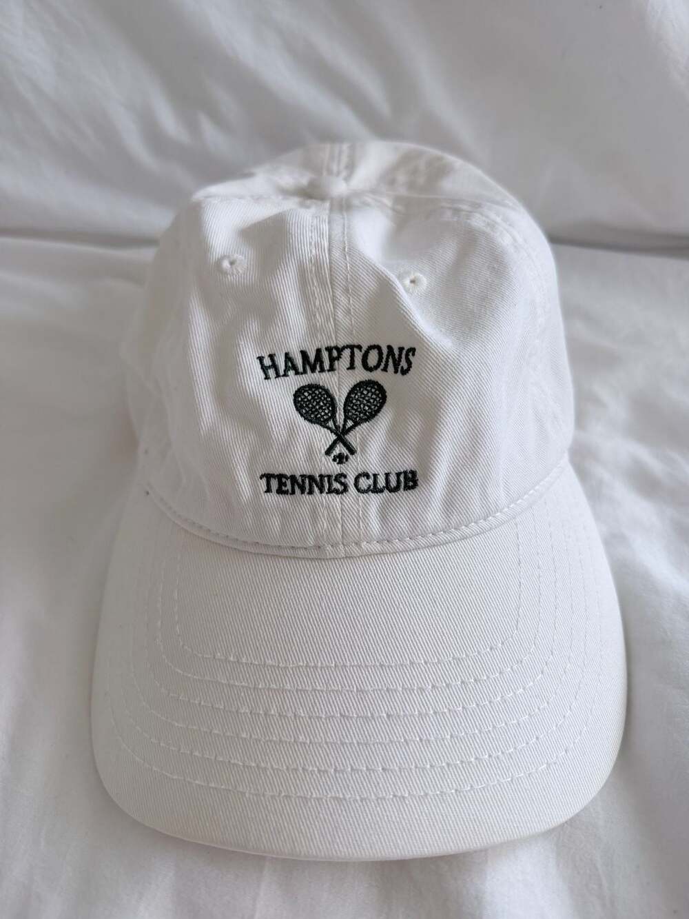 Hamptons Tennis Club White Embroidered Dad Cap Baseball Hat